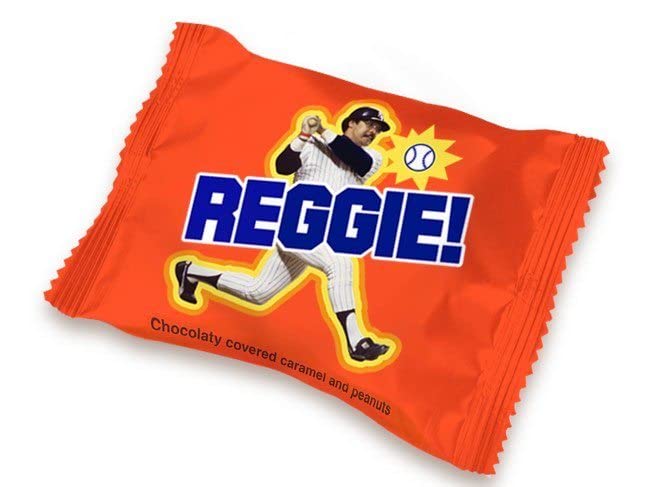 A single wrapped REGGIE! Bar in its bright orange wrapper